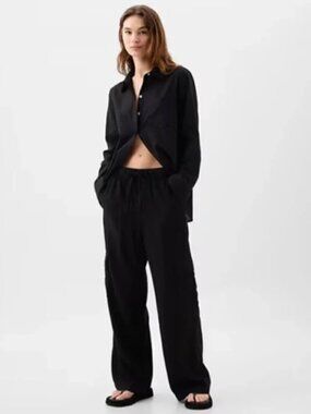 GAP Linen Blend Cargo Drawstring Pants Size M